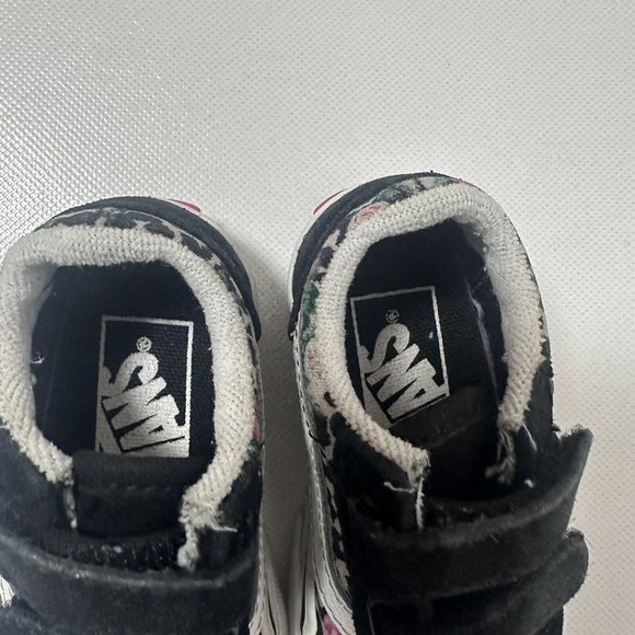 Vans Off The Wall Shoes Girls Toddler 3.5 Suede Cheetah Floral Print Sneakers - Picture 4 of 10